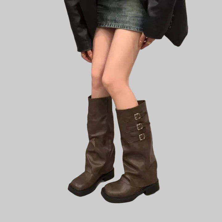 Retro Knee-High Slip-On Fashion Boots