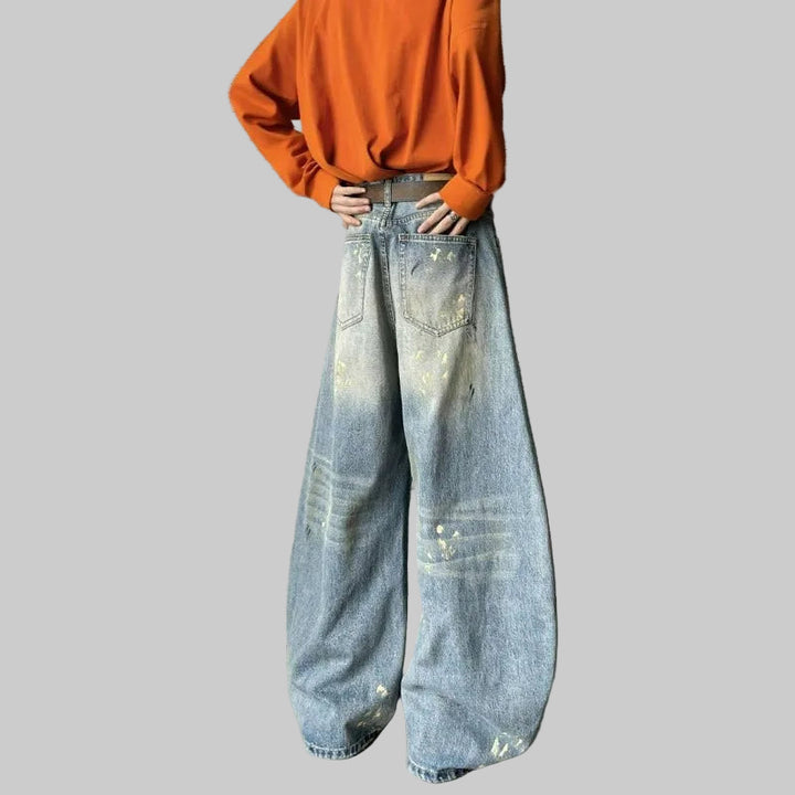 Washed Cotton Semi-Relaxed Leg Jeans