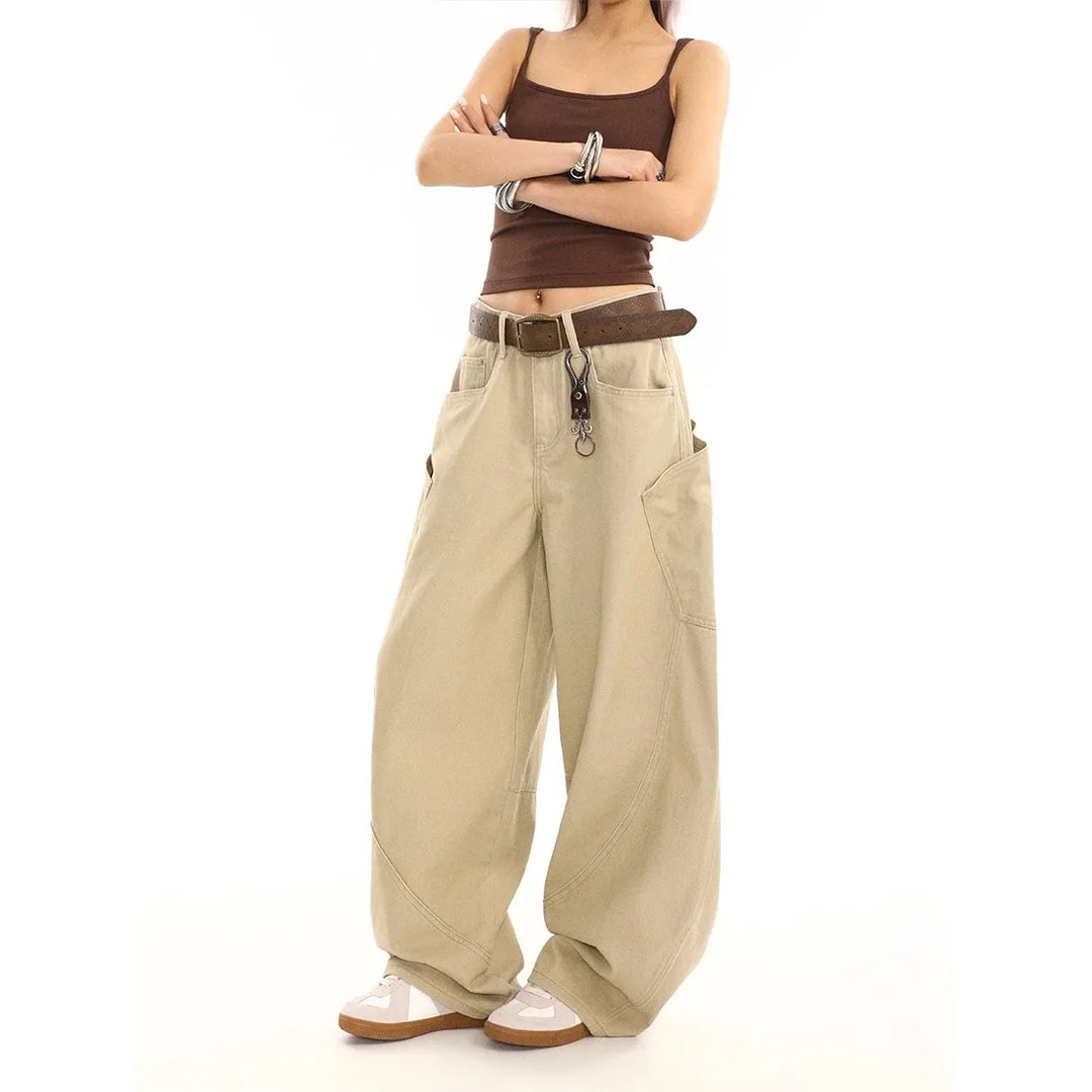Y2K Vintage Wash Women Cargo Jeans