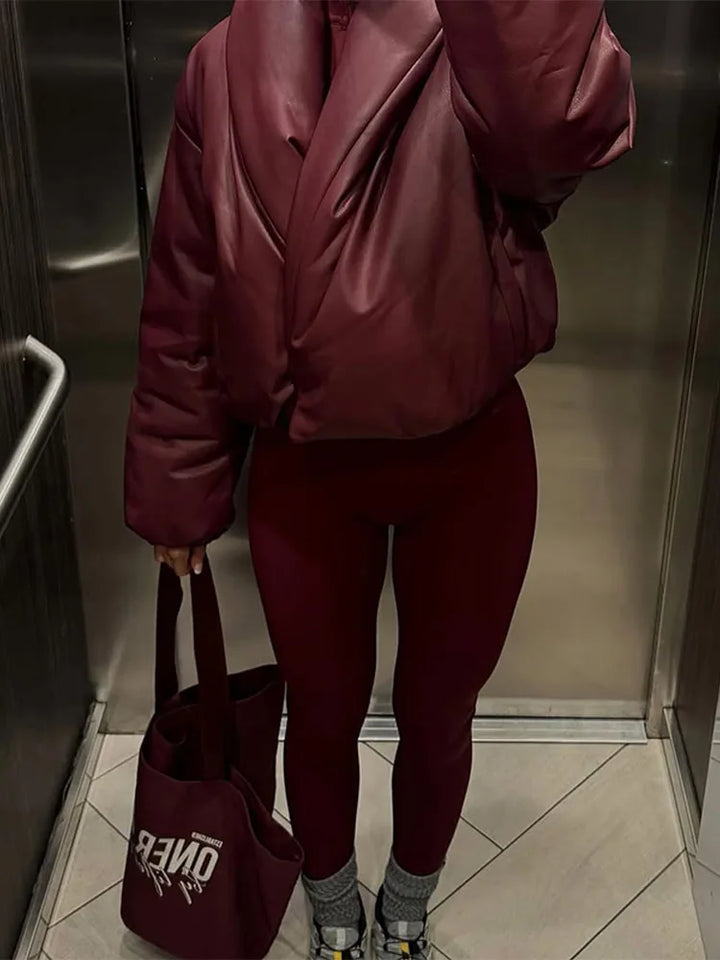 Stylish Thick Lapel Leather Jacket