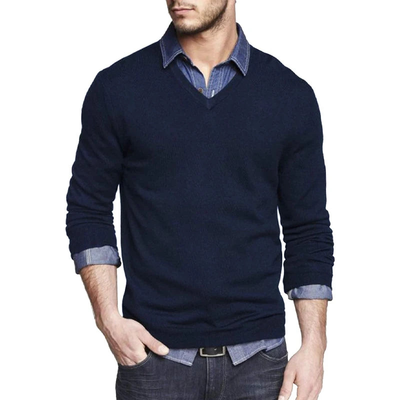Lightweight Slim Fit V-Neck Pullover Sweater