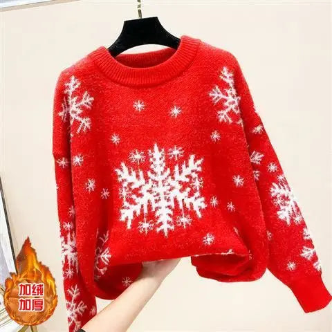 Playful Festive Printed Knitted Christmas Sweater