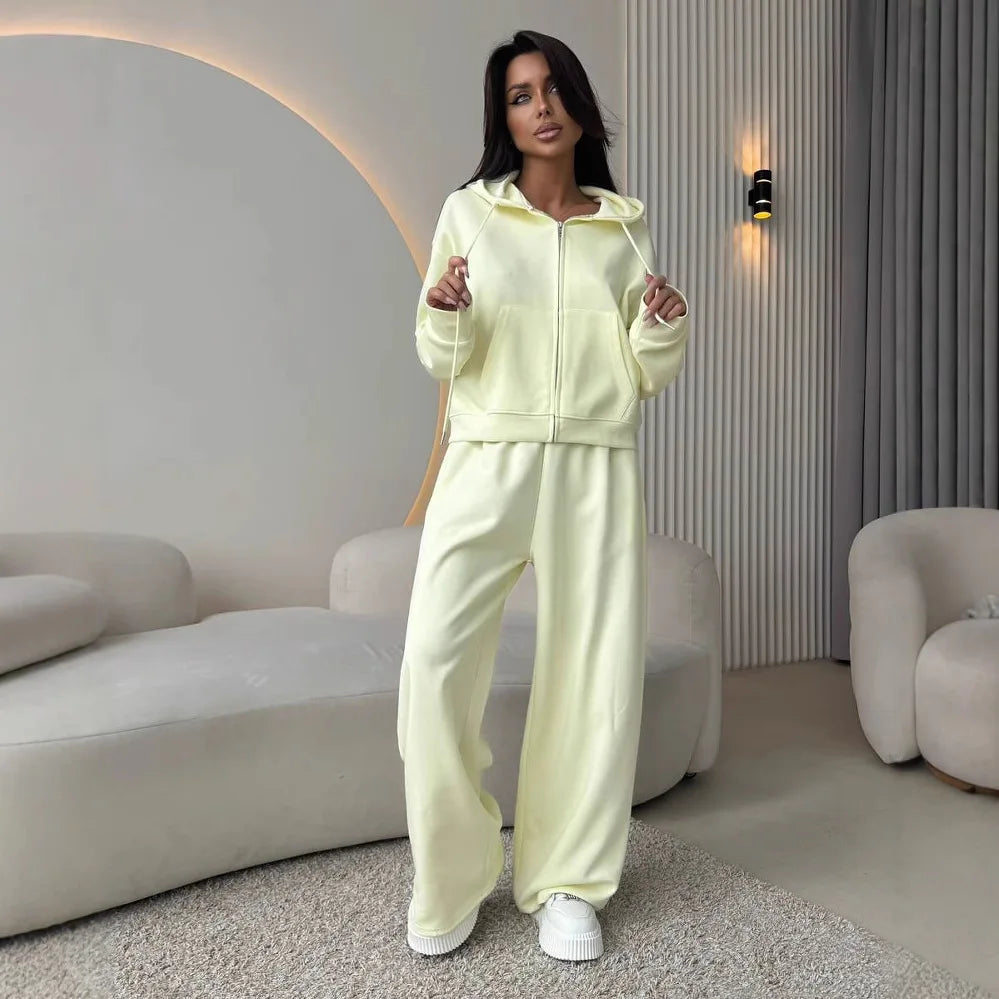 Casual Hooded Cardigan Two-Piece Set