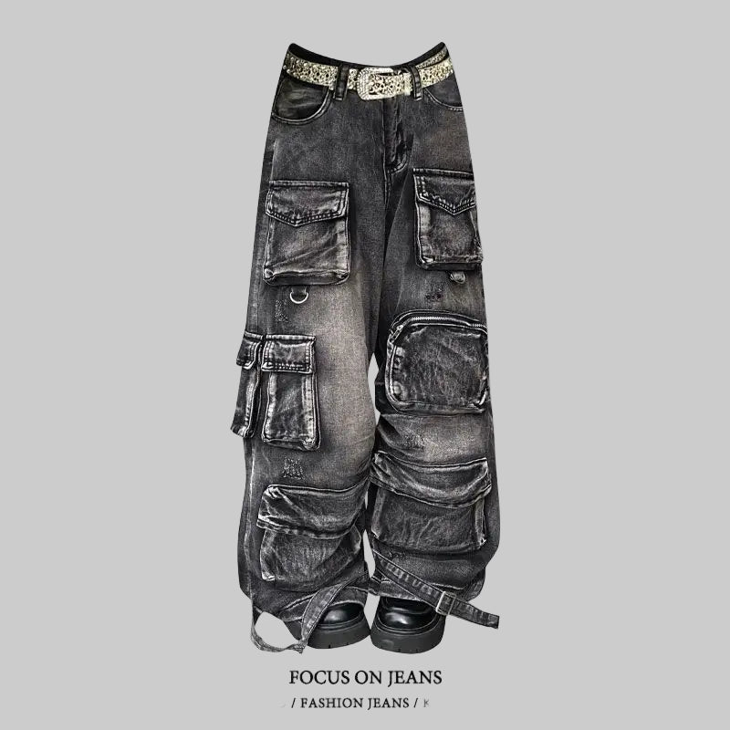Y2K Gothic American High Street Retro Washed Jeans
