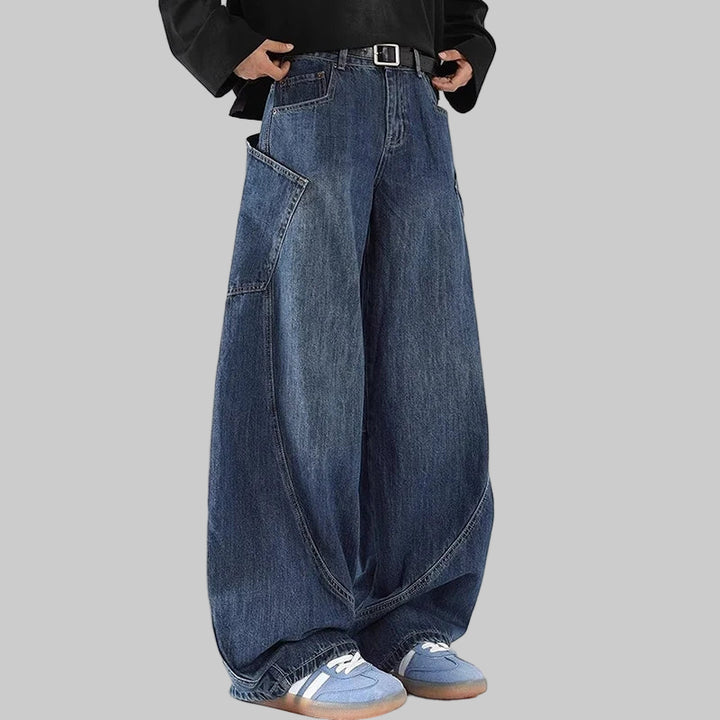 Vintage Y2K Baggy Jeans with Curved Knife Embroidery