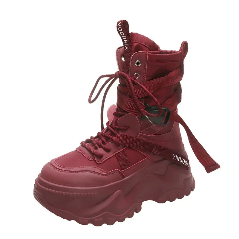 Chunky Platform Motorcycle Lace Up Boots