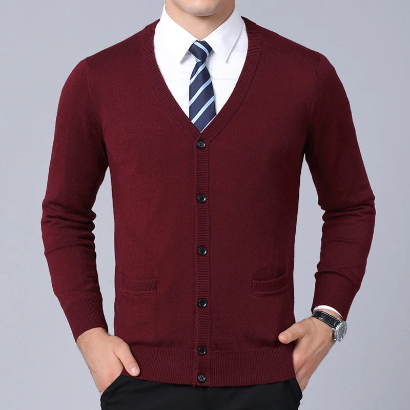 V-Neck Slim Fit British Style Cardigan Sweater