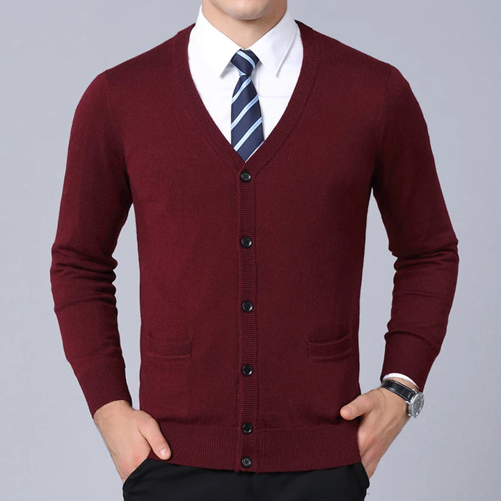 V-Neck Slim Fit British Style Cardigan Sweater