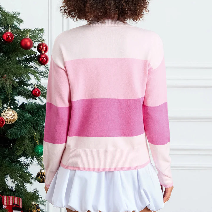 Round Neck Sequined Letter Knit Christmas Sweater