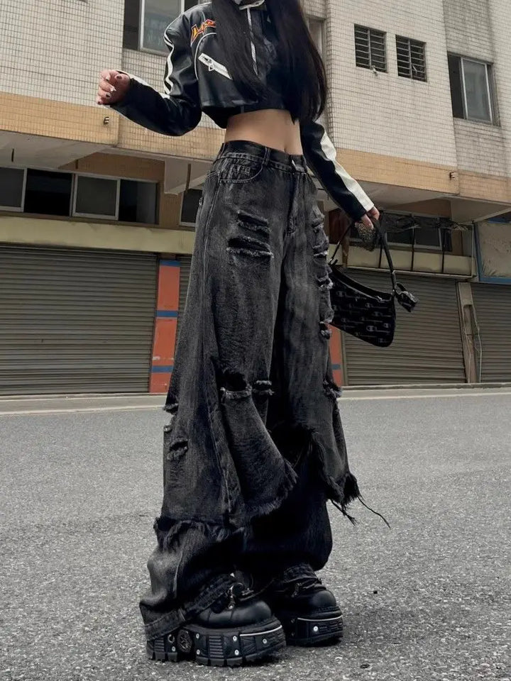 Oversized American Gothic Patchwork Jeans