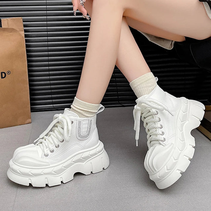 7CM Ankle Platform Boots for Autumn