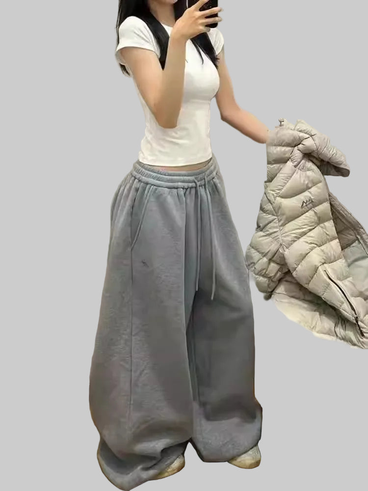 American Retro Lazy Loose Wide Leg Casual Sweatpants