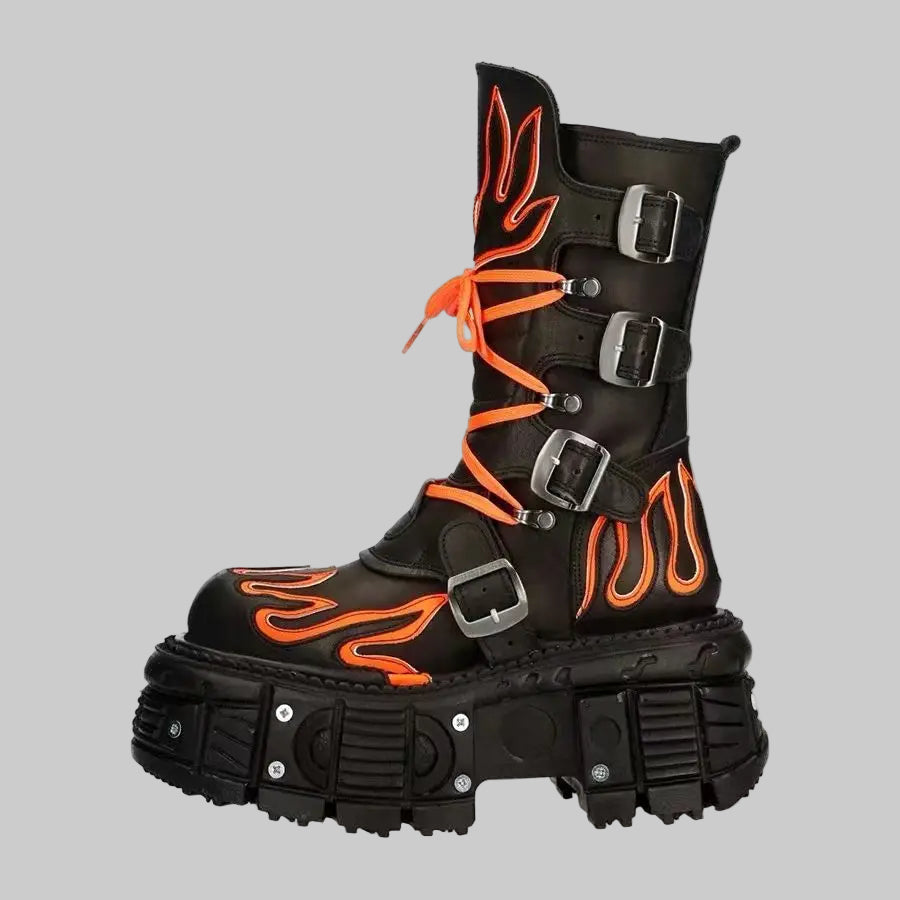 Retro Dark Punk Locomotive Rock Boots