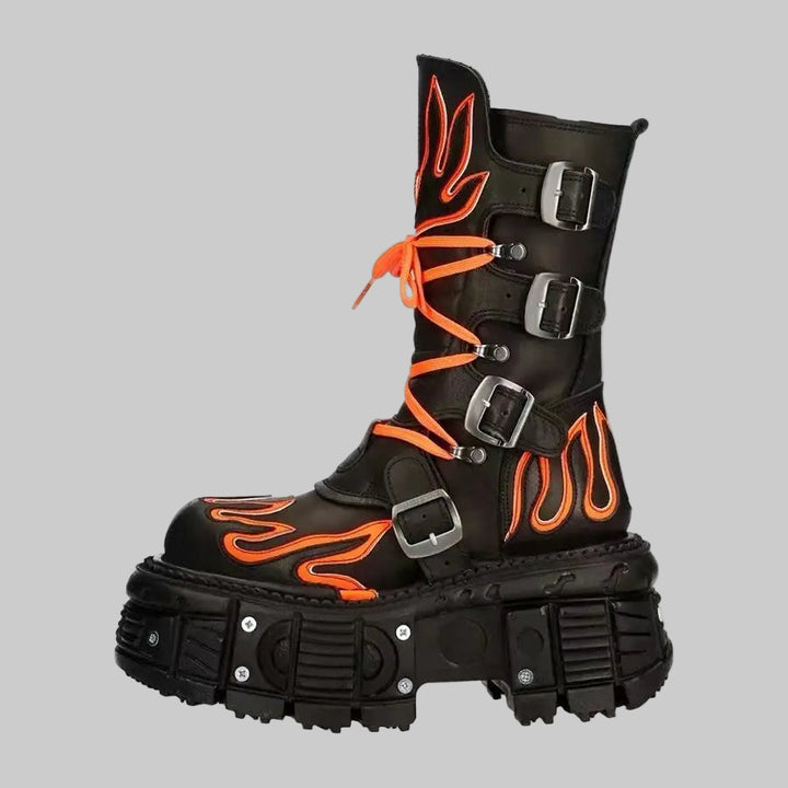 Retro Dark Punk Locomotive Rock Boots
