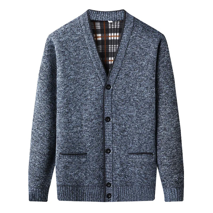 Thick Knitted Fleece V-Neck Cardigan