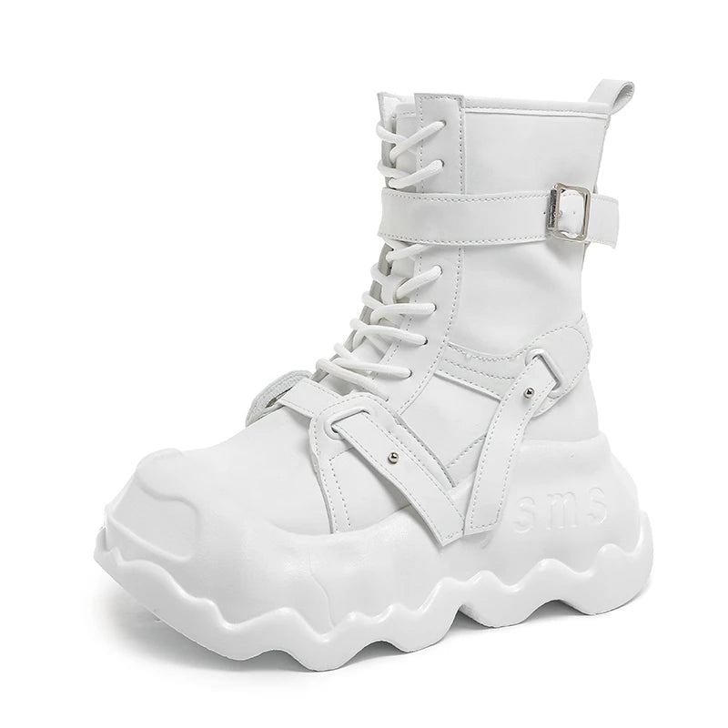 Gothic Platform Punk Wedge Boots with Buckle