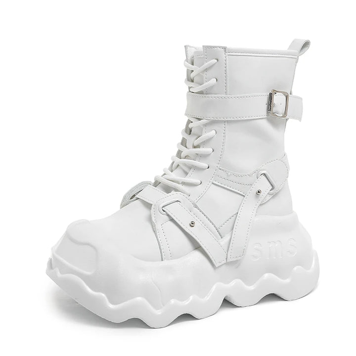 Gothic Platform Punk Wedge Boots with Buckle