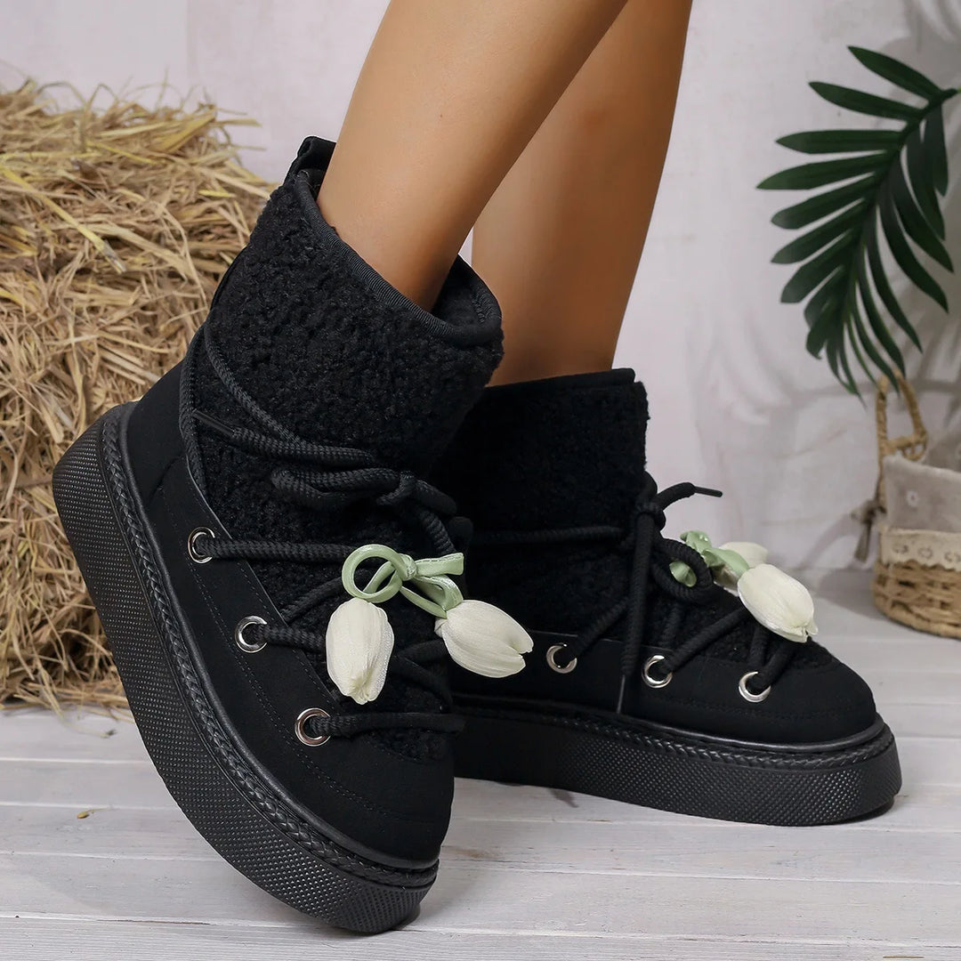 Quilted Cotton Ankle Winter Boots