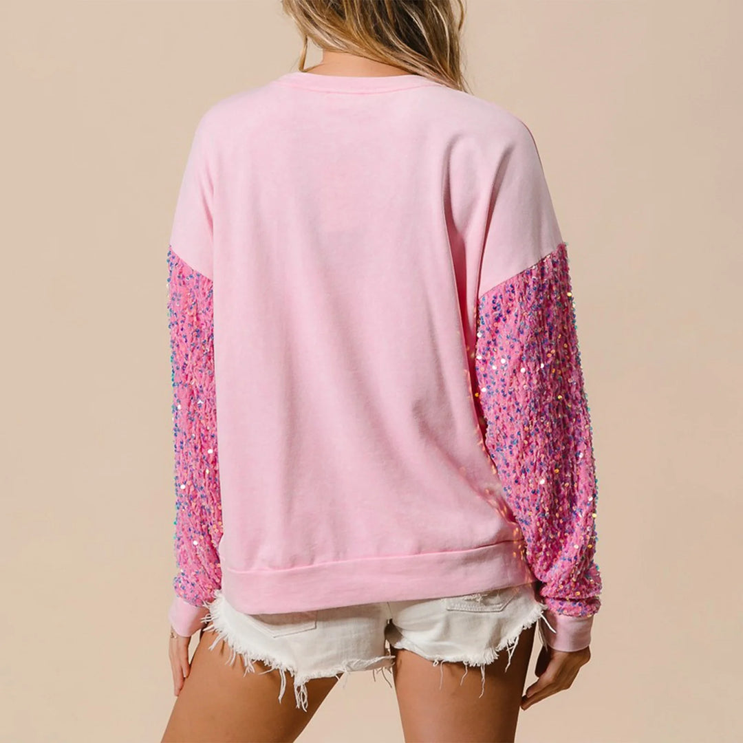 Sequins Letter Embroidery Xmas Sweater