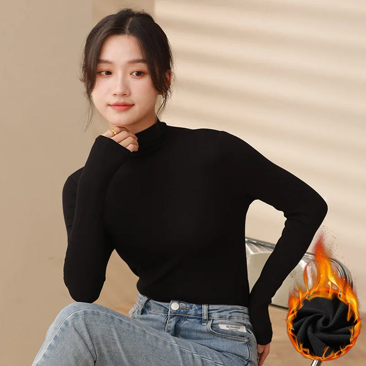 Slim Fit Half Turtleneck Modal Long Sleeve Top
