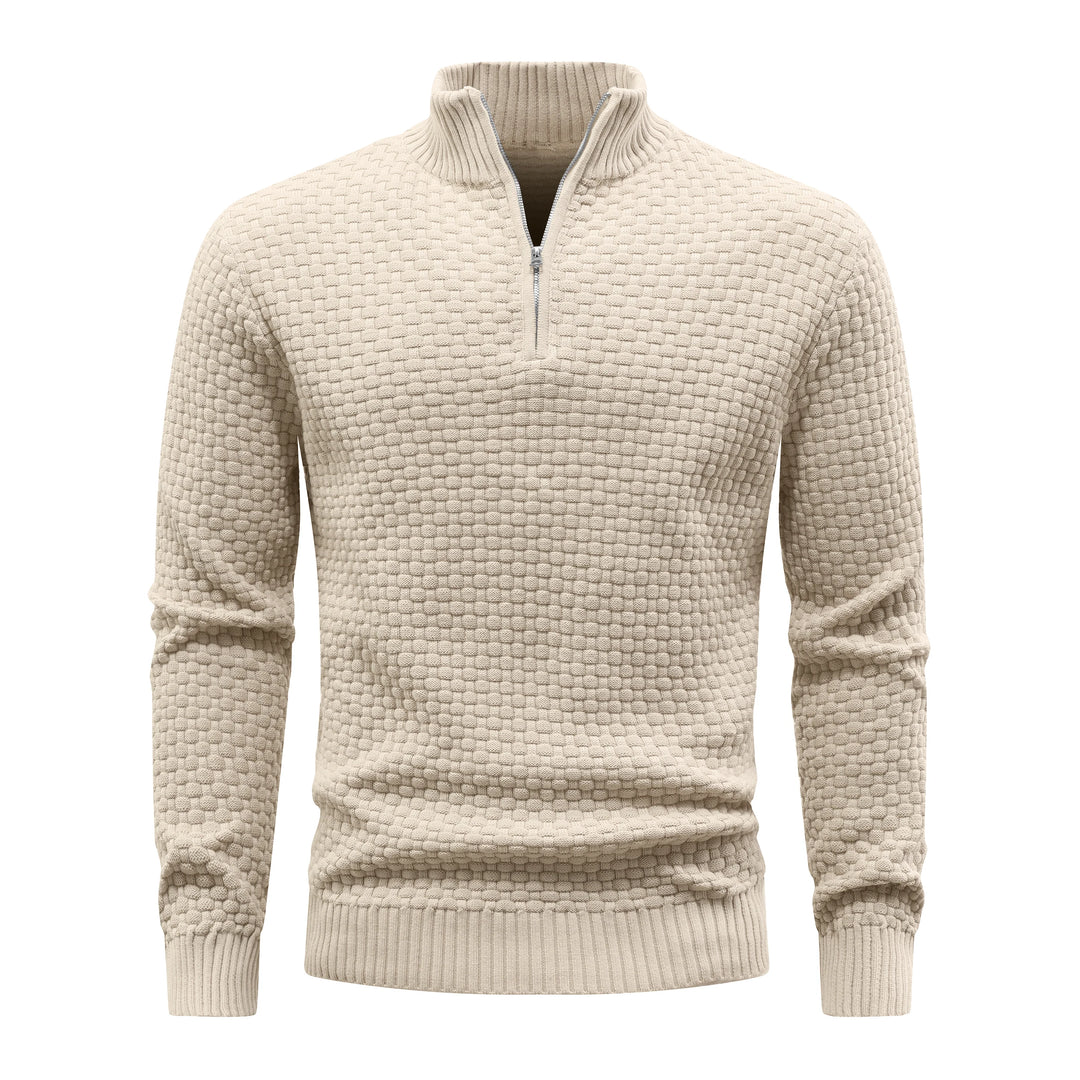 Winter Soft Waffle Knit Warm Zip-Up Sweater