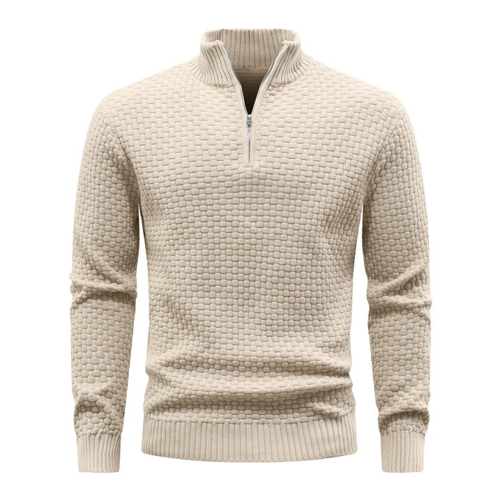 Winter Soft Waffle Knit Warm Zip-Up Sweater