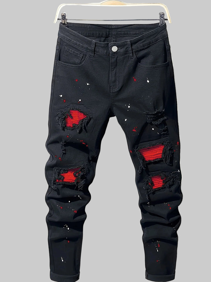 Men's Splash-Ink Patchwork Jeans