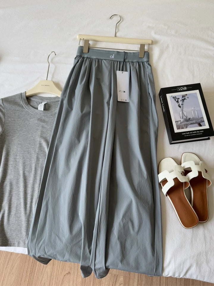 Wide Leg Baggy Sweatpants with Solid Elastic Waist