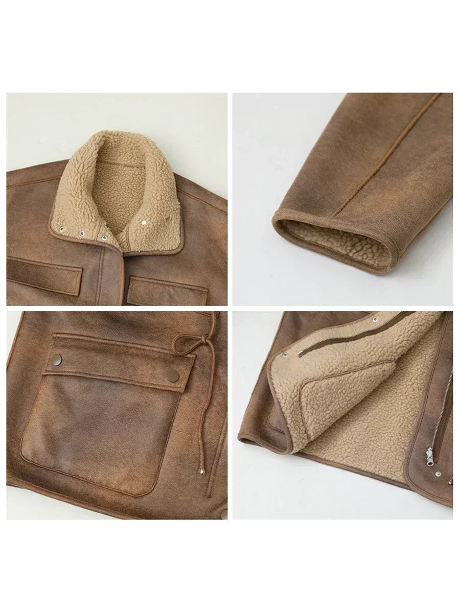 OKSIN Reversible Thick, Warm Suede Jacket
