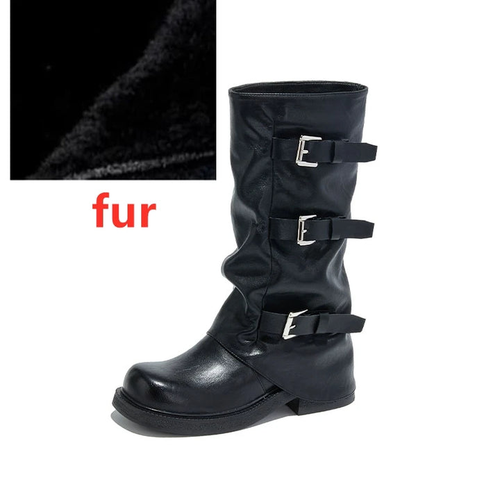 Square Toe Pleated Western Cowboy Boots