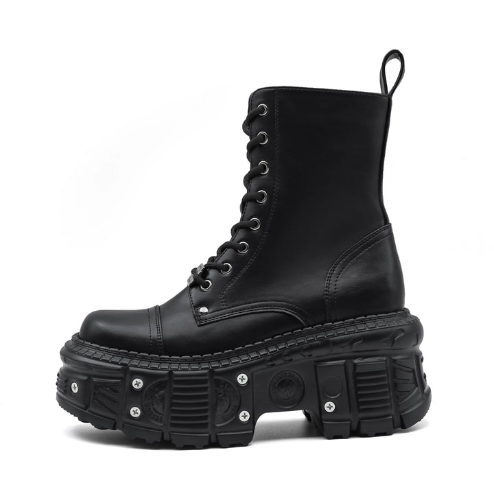 Punk Platform Ankle Retro Chunky Lace-Up Boots