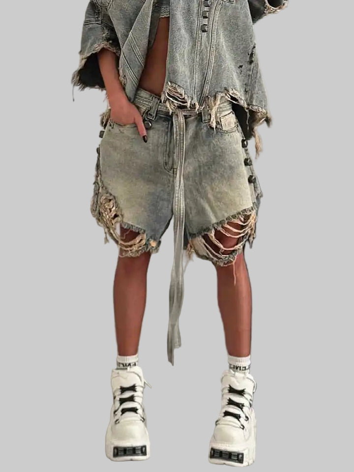 Tomboy Goblin Core Harajuku Ripped Denim Shorts
