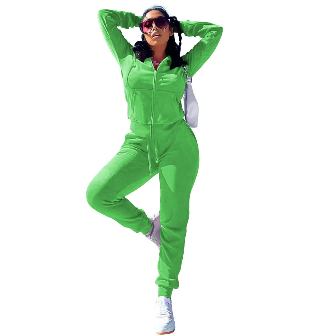Hooded Velvet Jogger Set