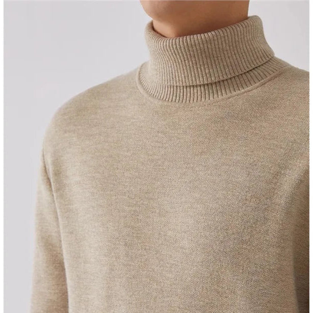 Thermal Fleece-lined Knitted High-neck Sweater