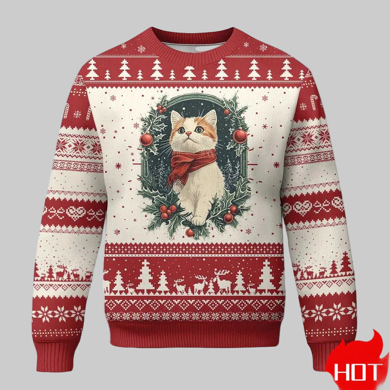 Humorous Santa Cat Graphic Ugly Christmas Sweater