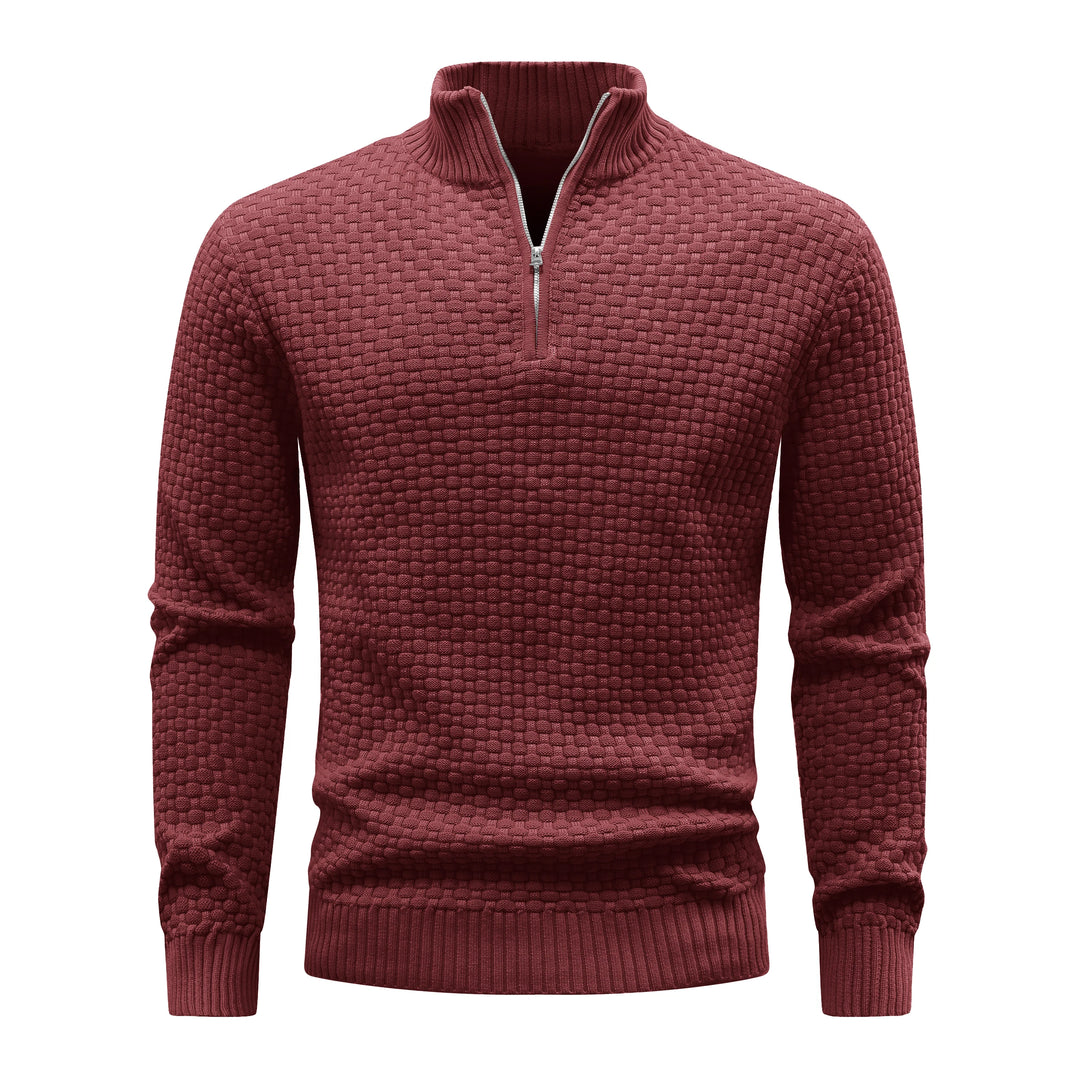 Winter Soft Waffle Knit Warm Zip-Up Sweater