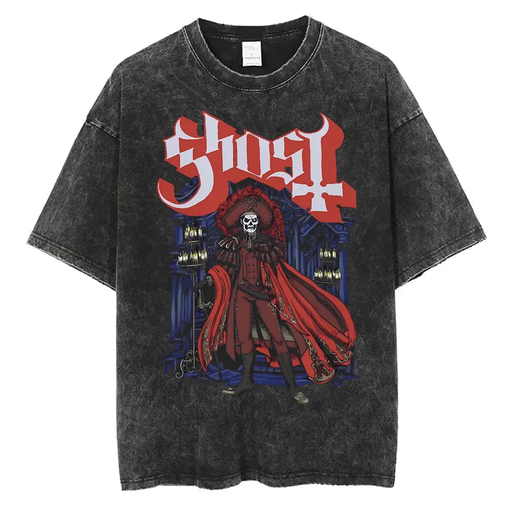 Washed Vintage Gothic Rock Metal Ghost Band Tees