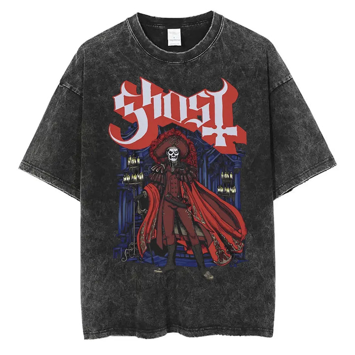 Washed Vintage Gothic Rock Metal Ghost Band Tees