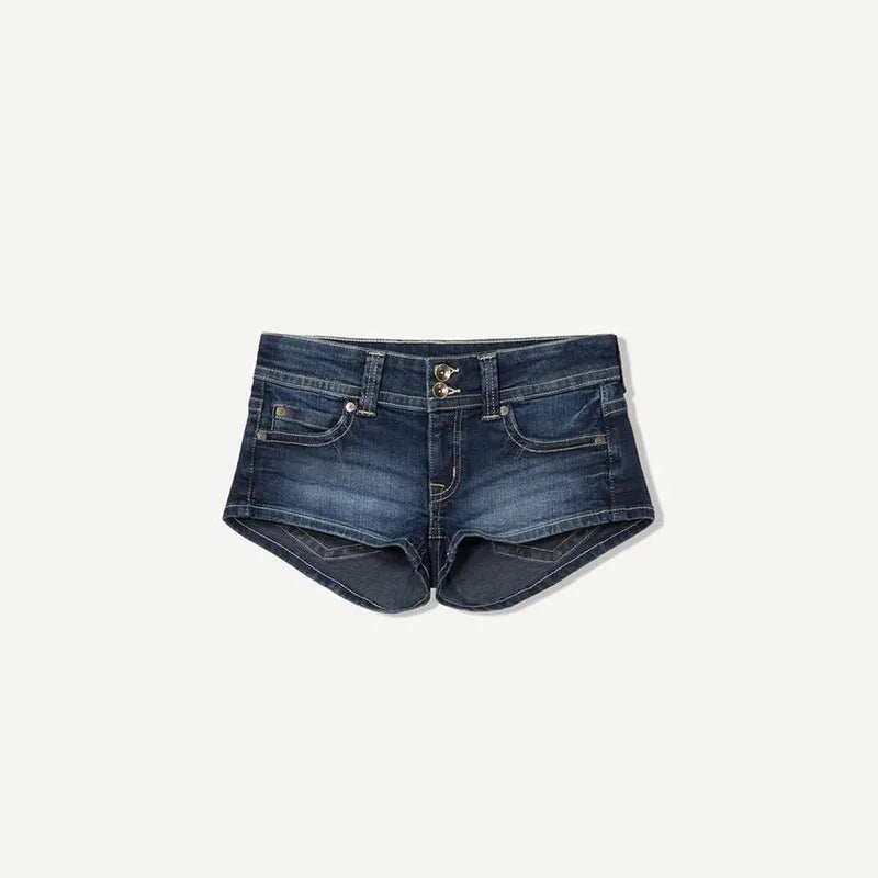 Y2K Low-Waist Peachy Bottom Denim Mini Shorts