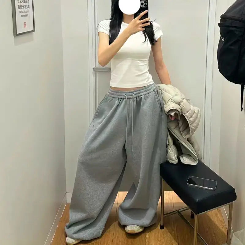 American Retro Lazy Loose Wide Leg Casual Sweatpants