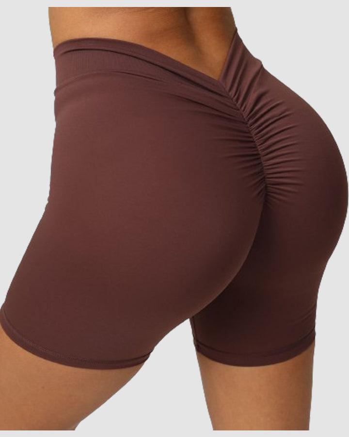 V-Back Scrunch Butt Shaping Shorts with Wrinkled Design