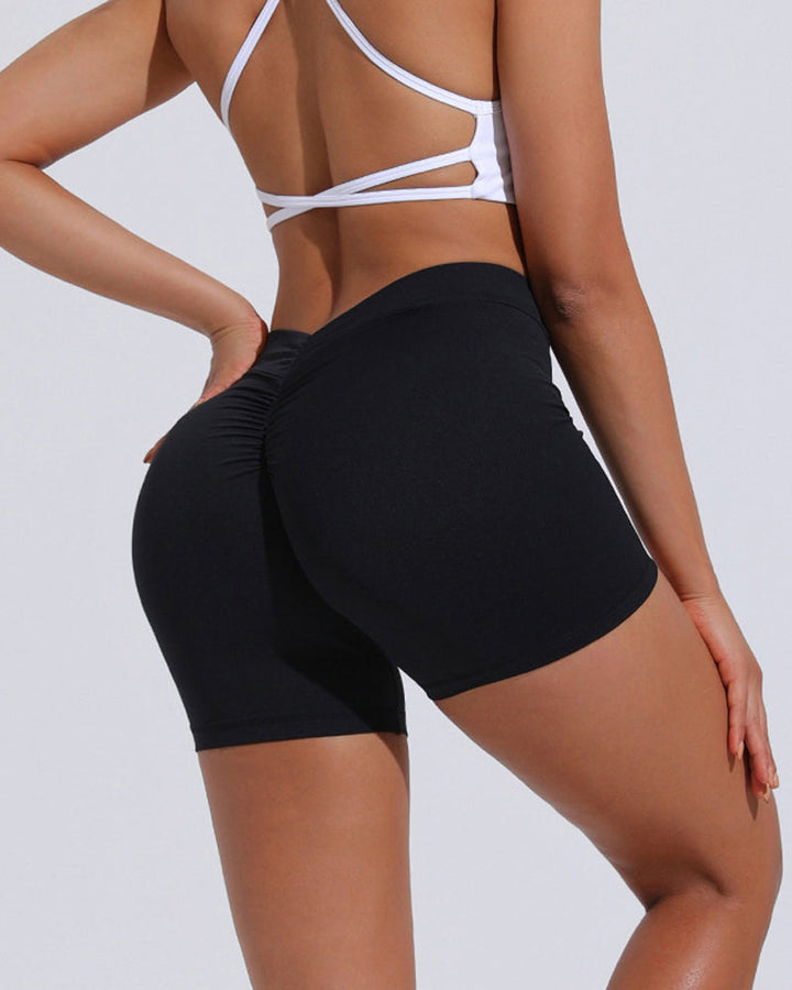 V-Back Push-Up High-Waist Hip-Lifting Yoga Workout Shorts