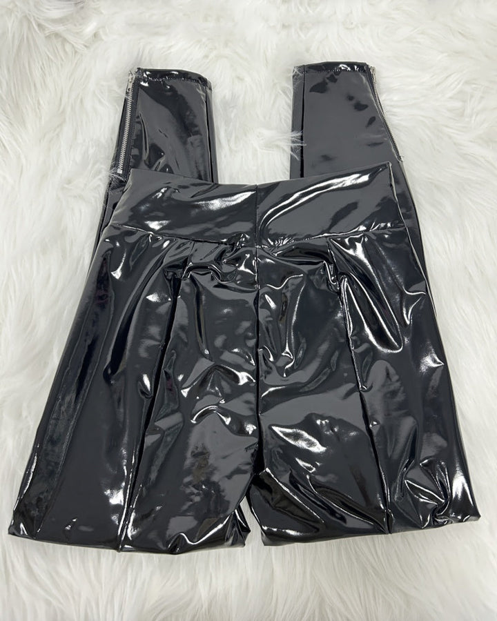 Women's Slim Fit PU Leather Pants - Stylish and Versatile Mirror Finish