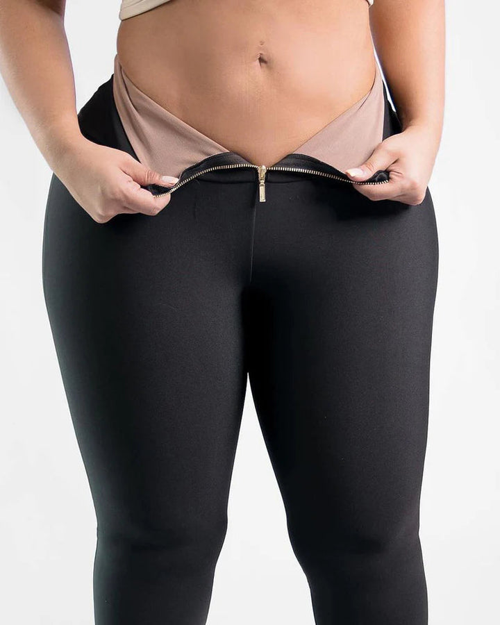 High-Waisted Tummy Control Leggings with Butt Lifting Design - Comfortable Stretch Slimming Skinny Pants with Zipper
