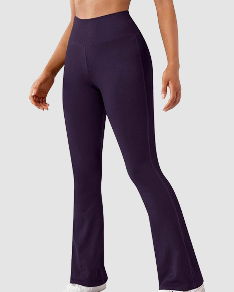 Seamless Ribbed High-Waisted Flared Yoga Leggings