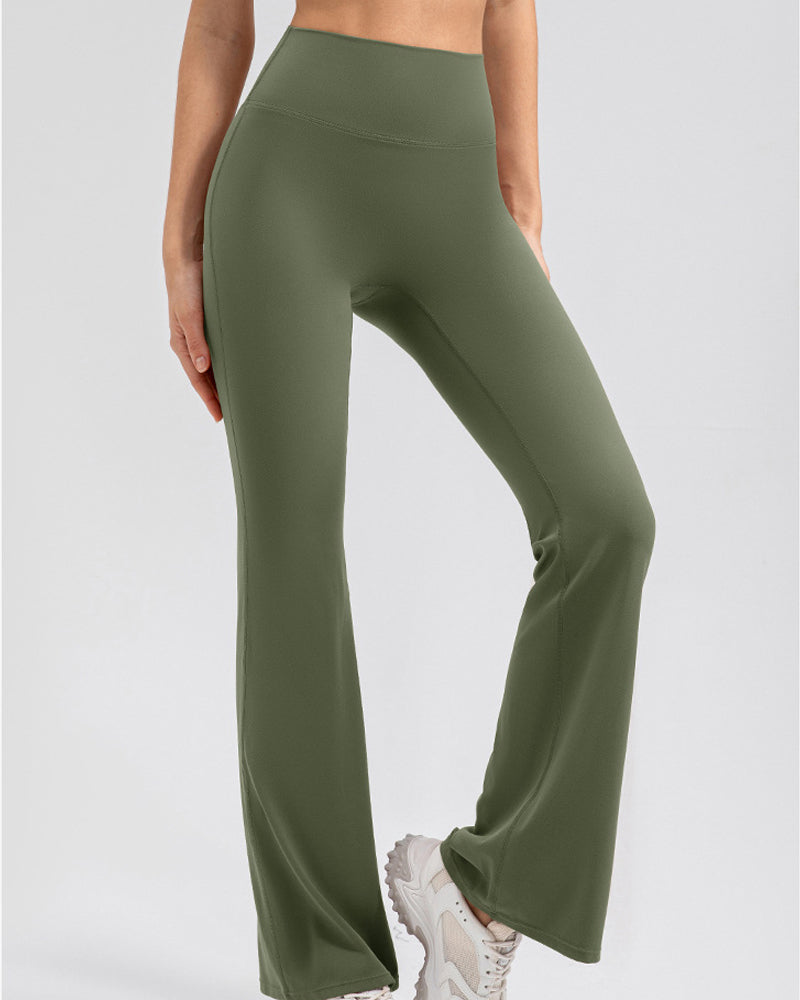 Flared Yoga Pants with High Waist and Hip Lift Design