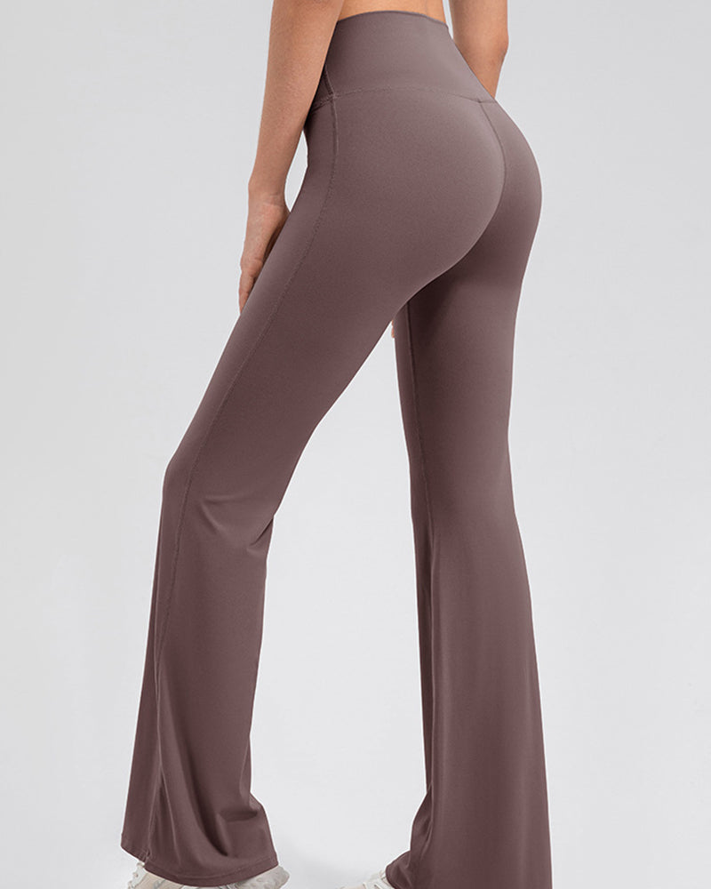 Flared Yoga Pants with High Waist and Hip Lift Design