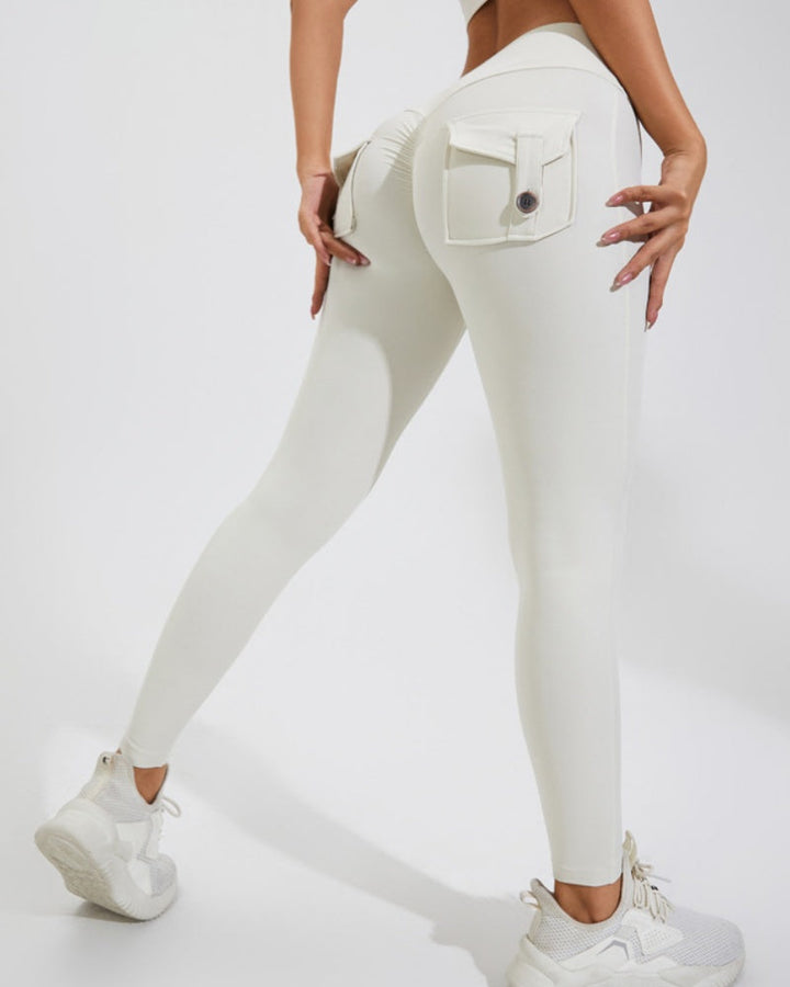 Peach Cargo Pocket Fitness Leggings