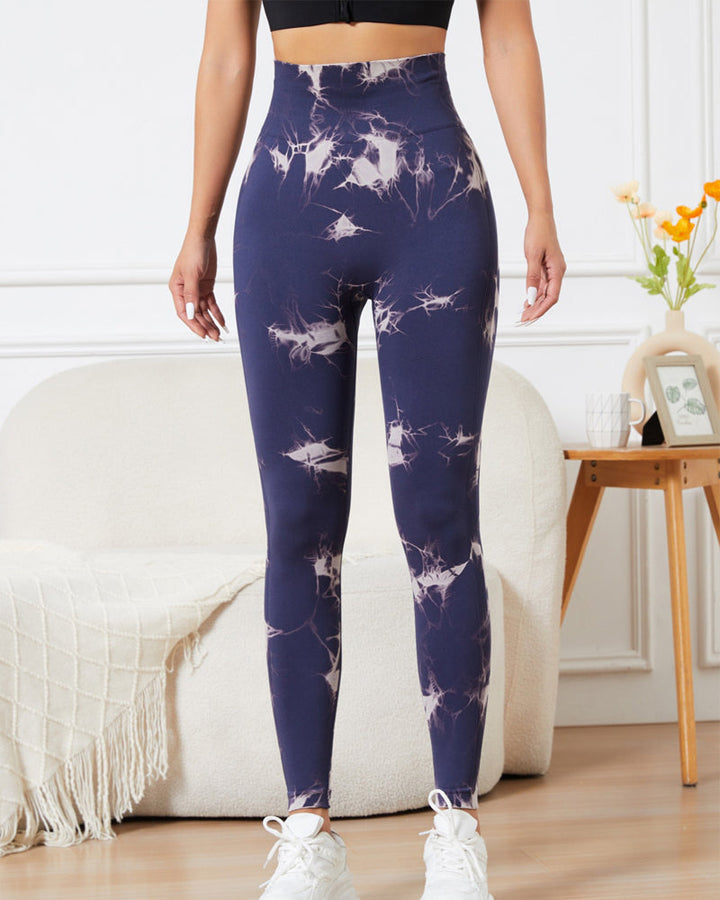 High-Waisted Seamless Tie Dye Leggings for Women - Tummy Control Yoga and Fitness Pants