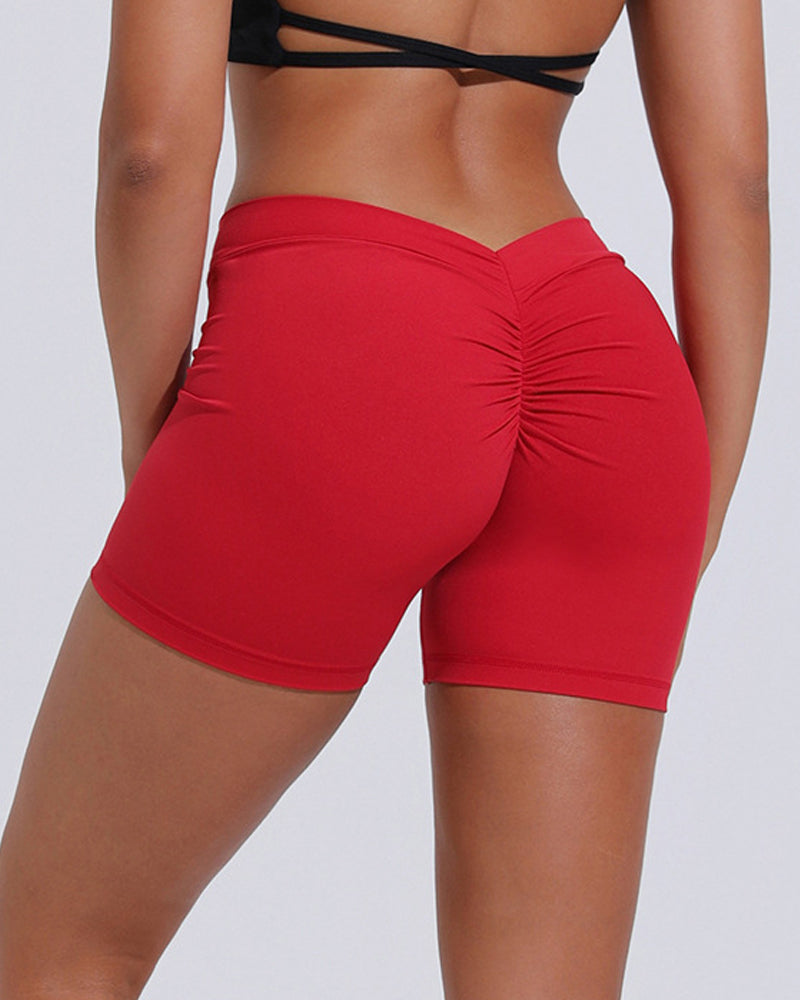 V-Back Push-Up High-Waist Hip-Lifting Yoga Workout Shorts